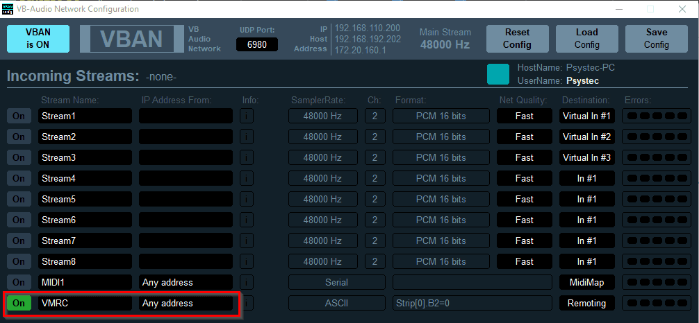 Step 3: Configure Incoming Stream